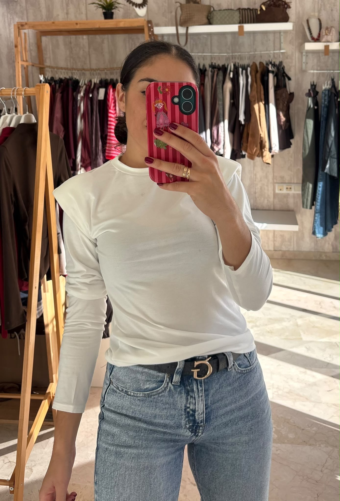 Camiseta algodón hombreras blanca