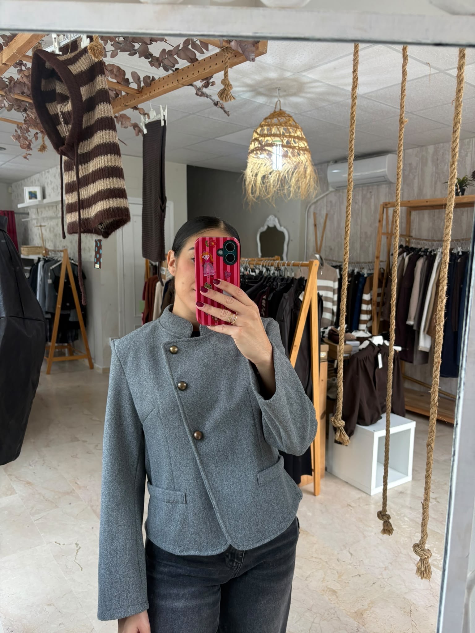 Chaqueta paño cruzada gris