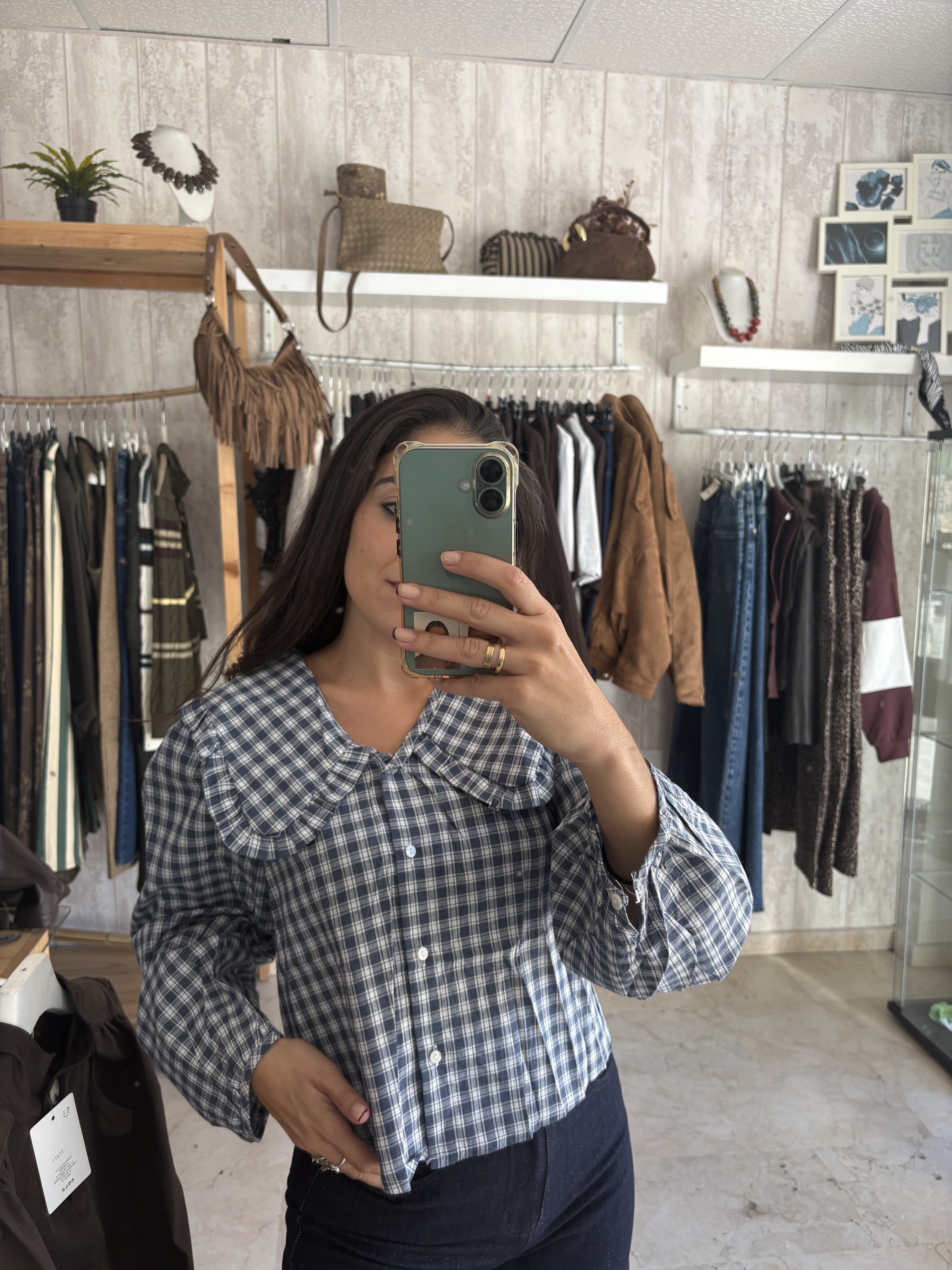 Camisa vichy babero azul