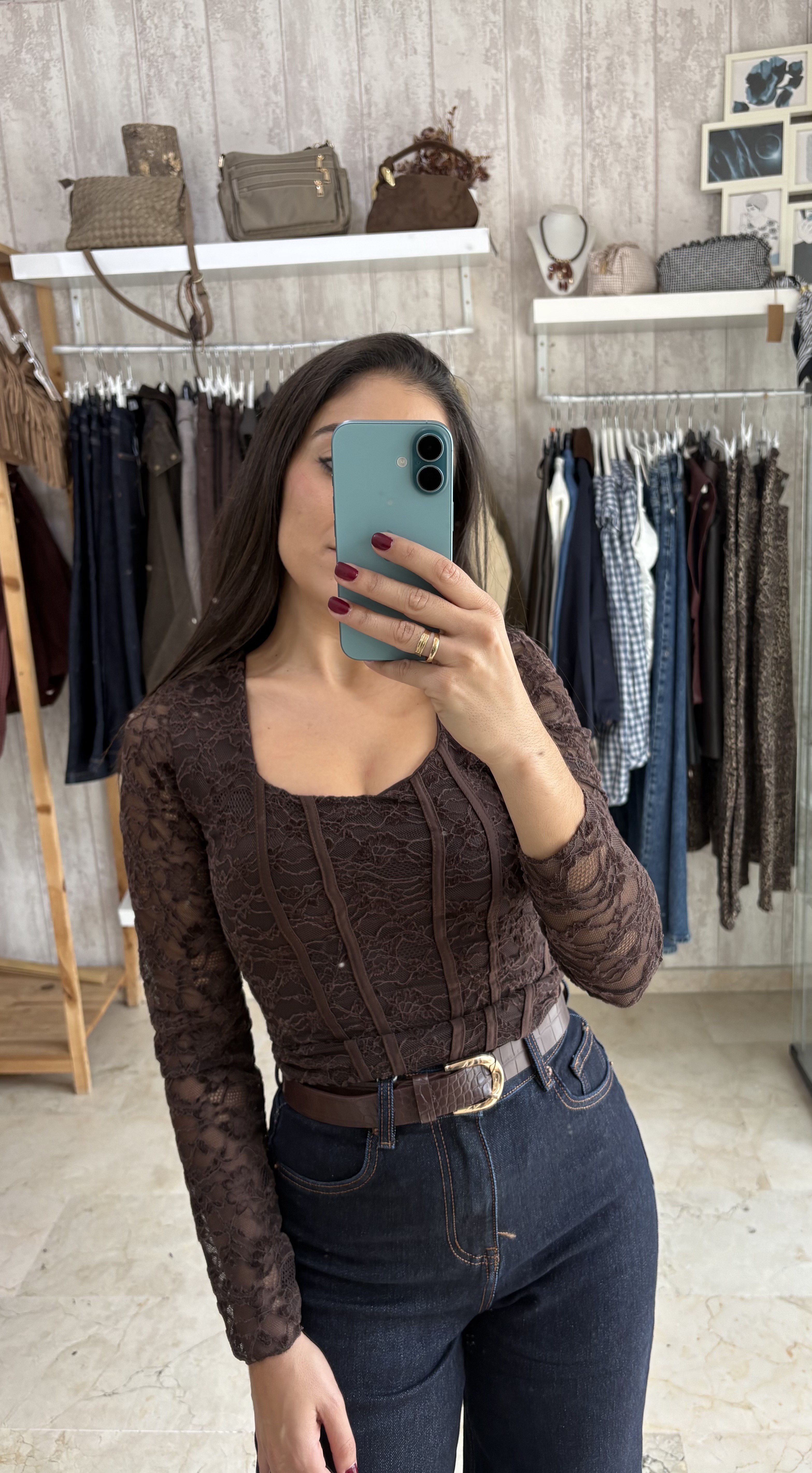 Camisa corset marrón