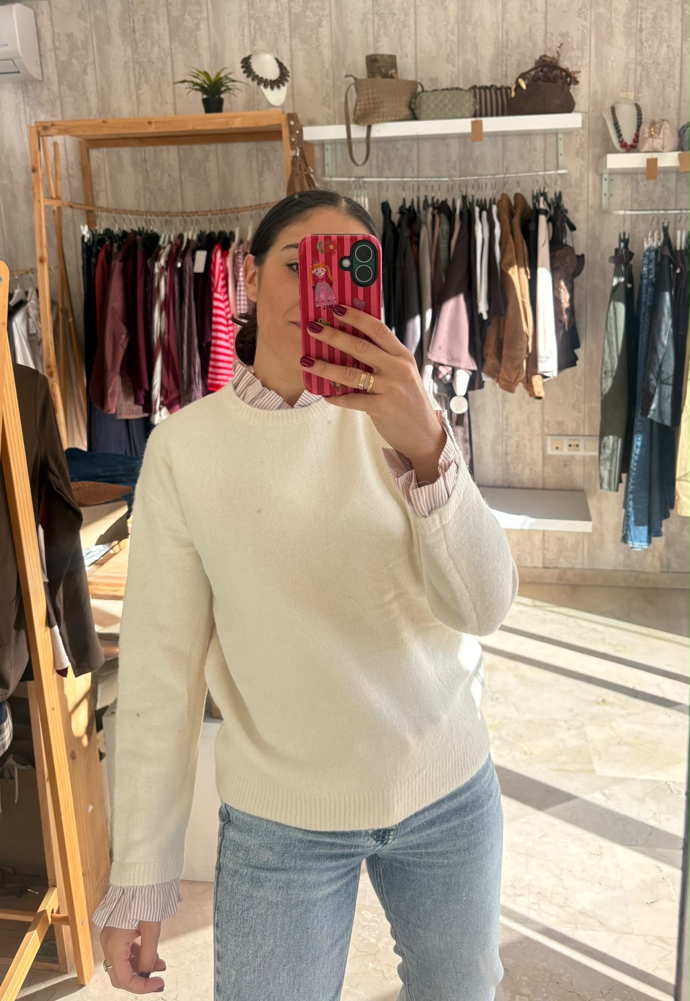 Jersey cuello camisa beige claro