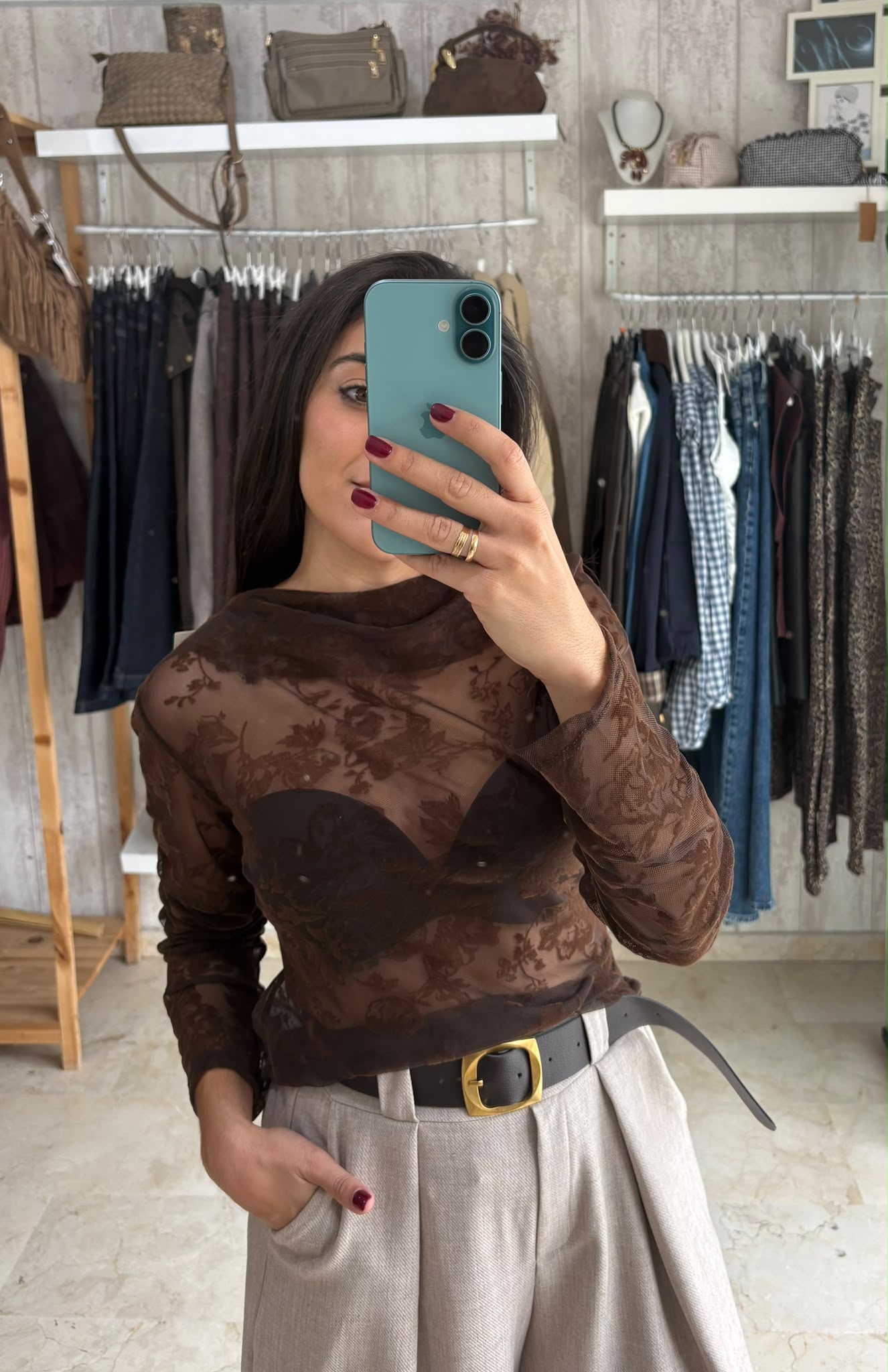 Camisa tul marrón