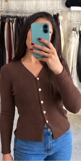 Rebeca canalé marrón