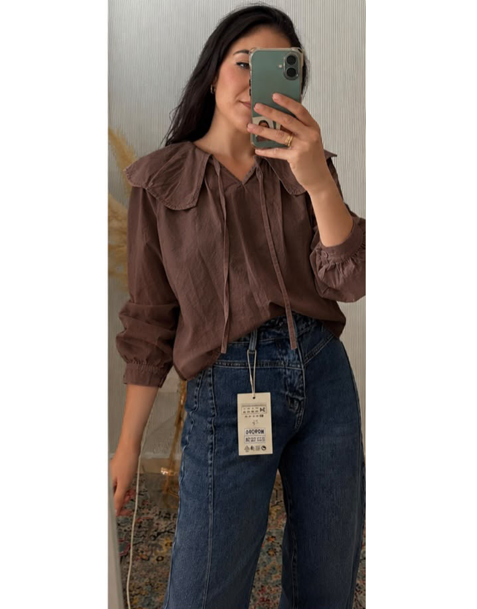 Camisa cuello babero (Marrón)