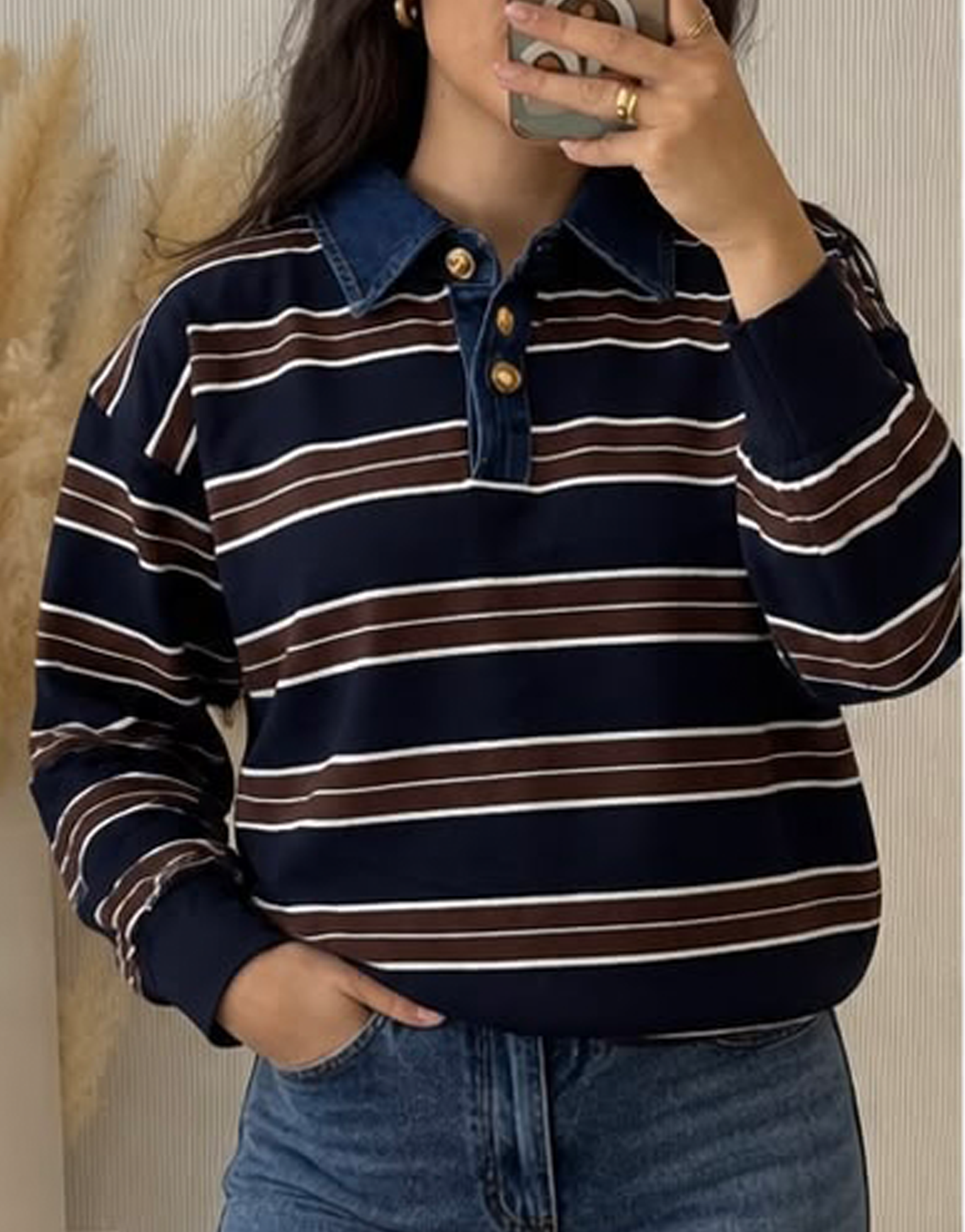 Polo cuello vaquera (Azul)