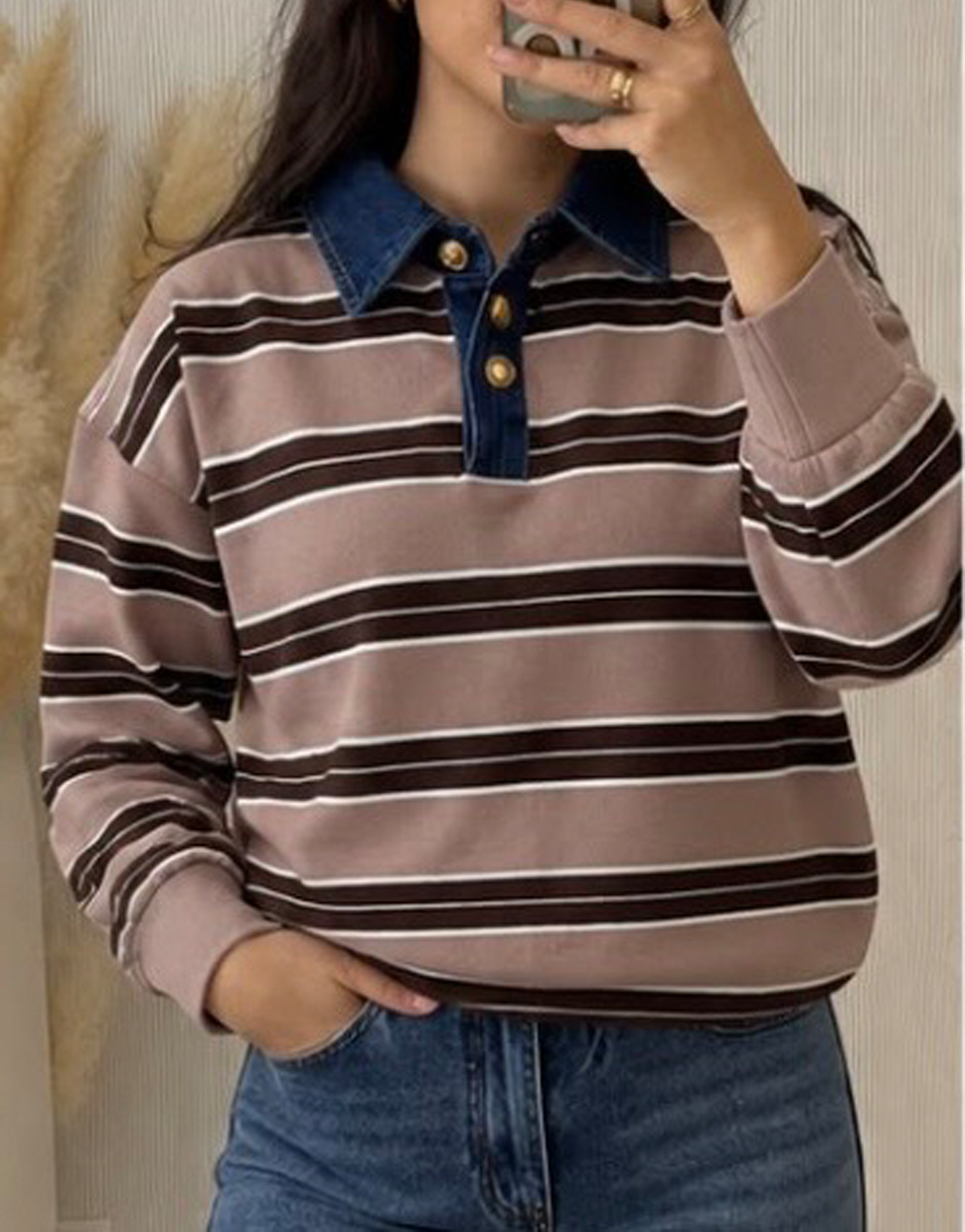 Polo cuello vaquero (Beige)
