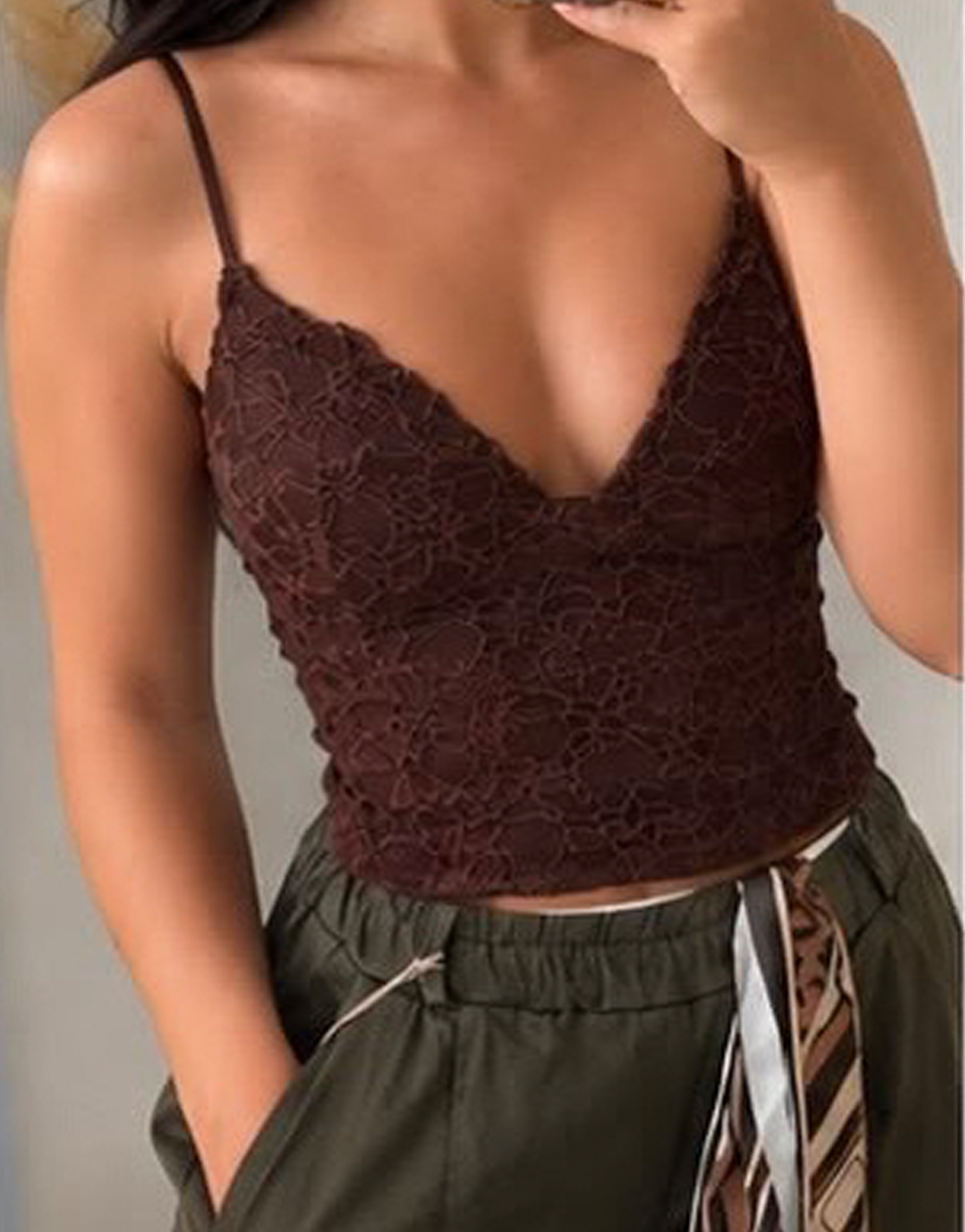 Top encaje (Marrón)